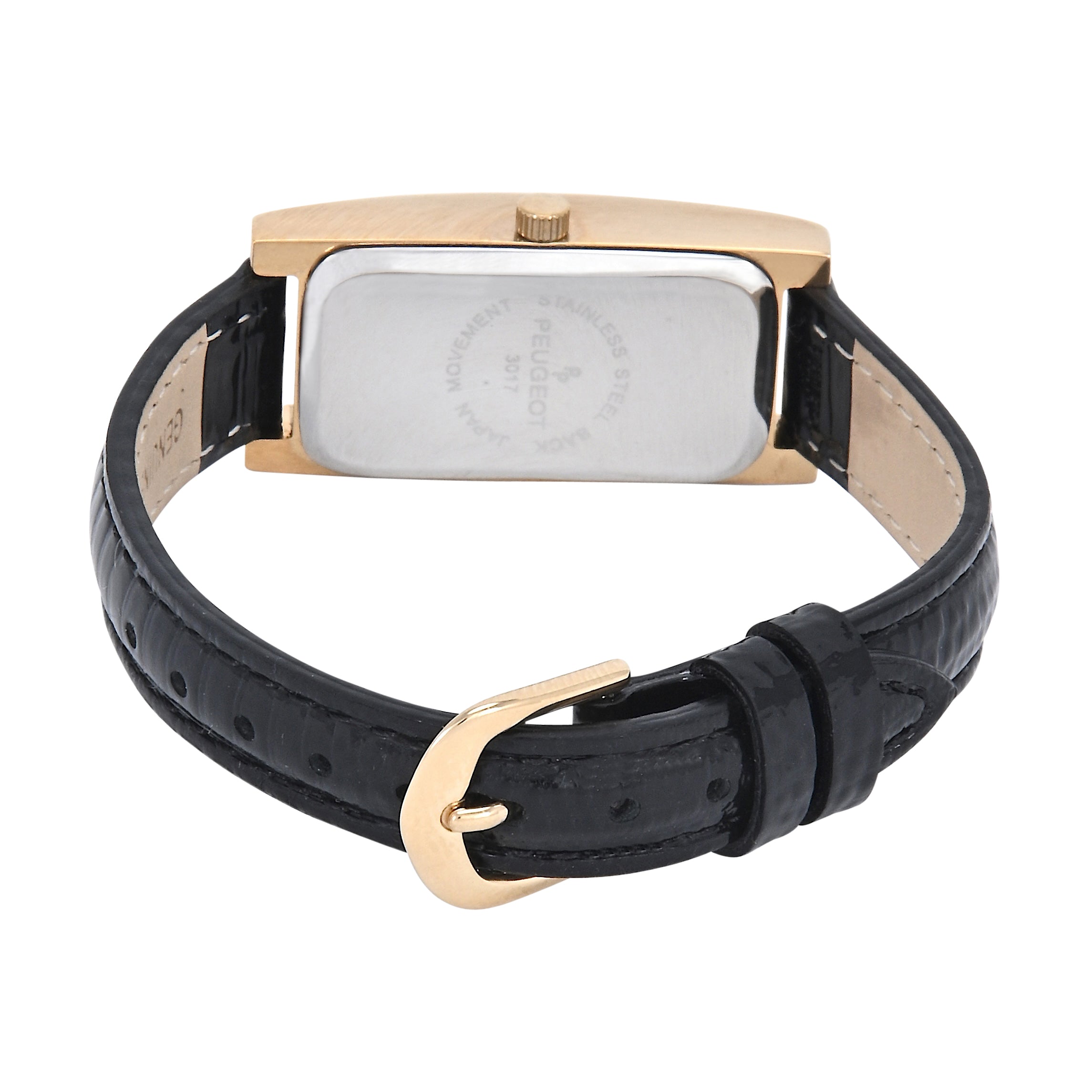 Women's 35x18mm 14K Gold-Plated Rectangular Roman Numeral Watch with Leather Strap