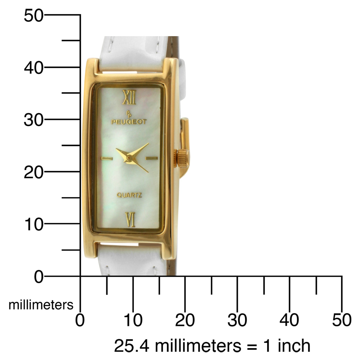 Women 35x18mm Watch Glossy White Leather Strap