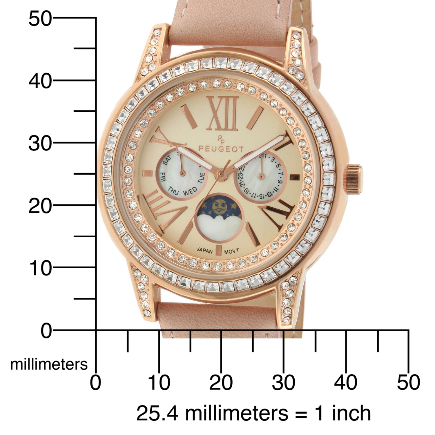 Women's 40mm Multi-Function Watch with Pink Suede Strap