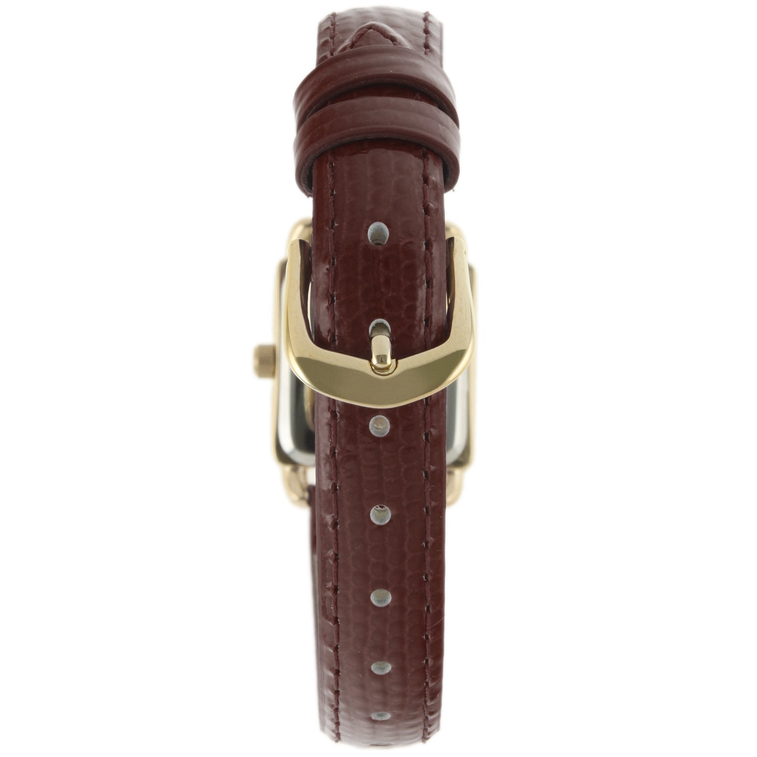 Women's 20mm Square Watch with Glossy Brown Leather Strap