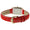 Women's 20mm Square Watch with Glossy Red Leather Strap