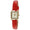 Women's 20mm Square Watch with Glossy Red Leather Strap