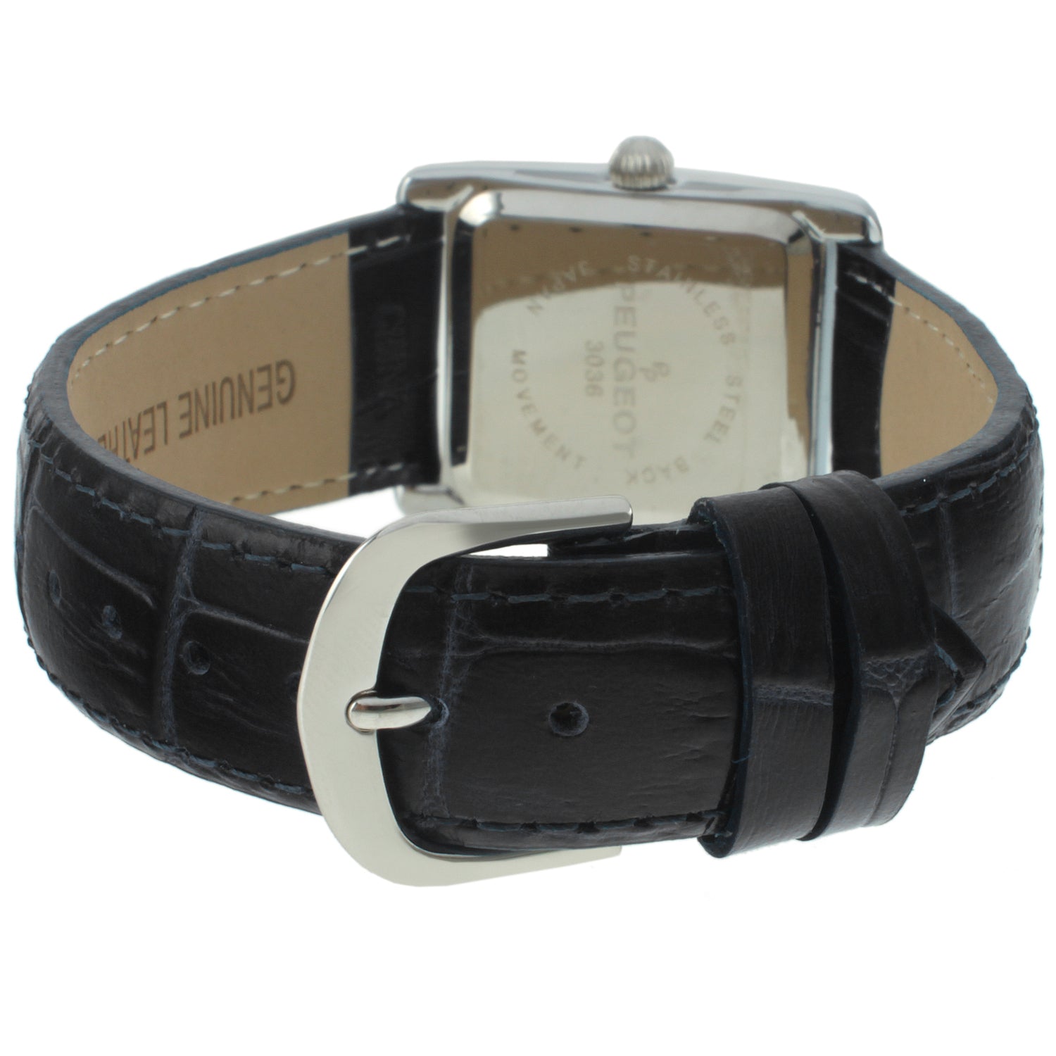 Women's Tank Watch Roman Dial Silver Case with Black Leather Strap