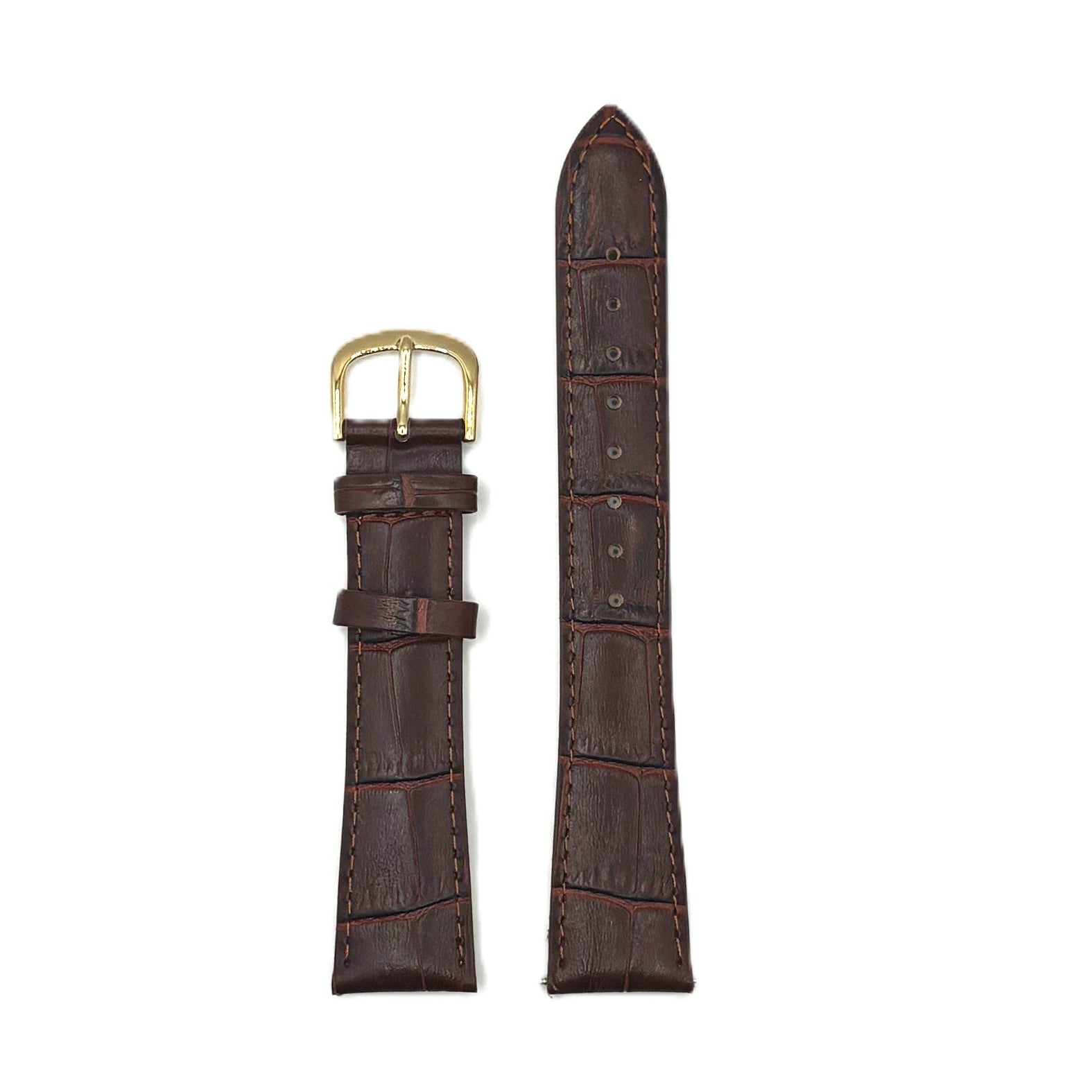 Women's Dark Brown Croc Embossed Leather Strap- Gold Buckle | 20MM