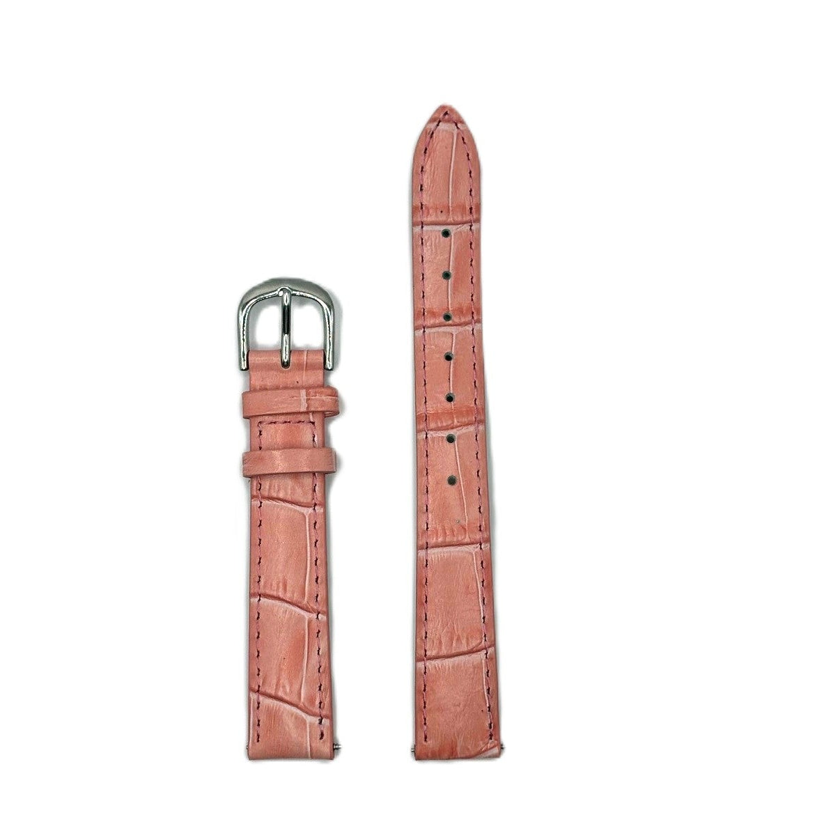 Women's Light Pink Croc Embossed Leather Strap- Silver Buckle | 14MM