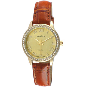 Women's Brown 36mm Classic Watch with Crystal Bezel