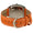 Women's 32mm Orange Crystal Bezel Leather Strap Watch