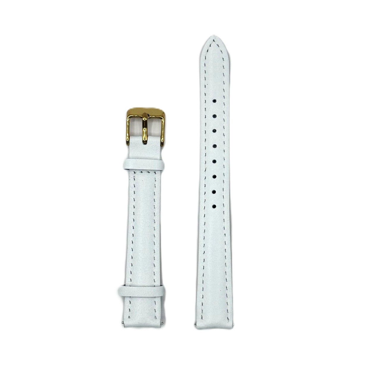 Women's White Smooth Leather Strap- Gold Buckle | 14MM