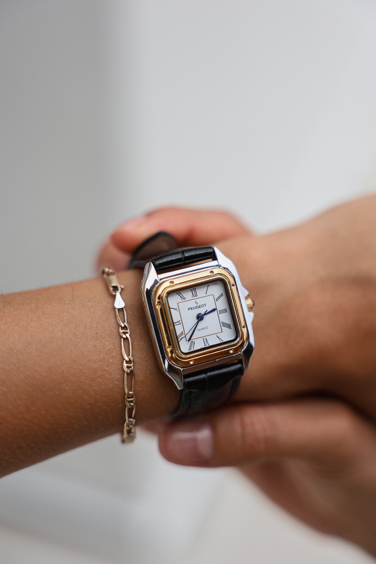 Women's Watch 32mm Square Tank Shape Black Leather Strap Watch