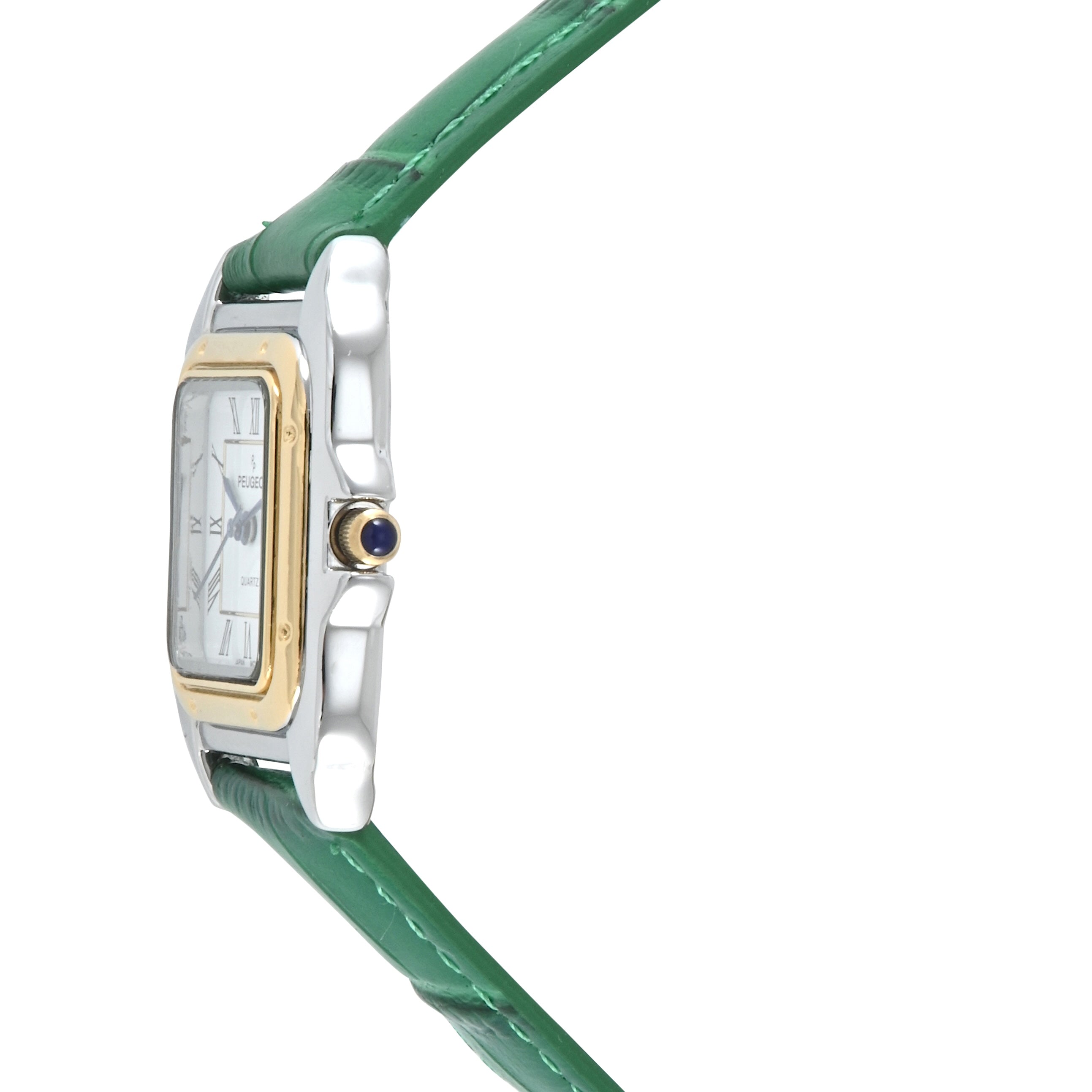 Women's Watch 36mm Square Tank Shape Green Leather Strap Watch