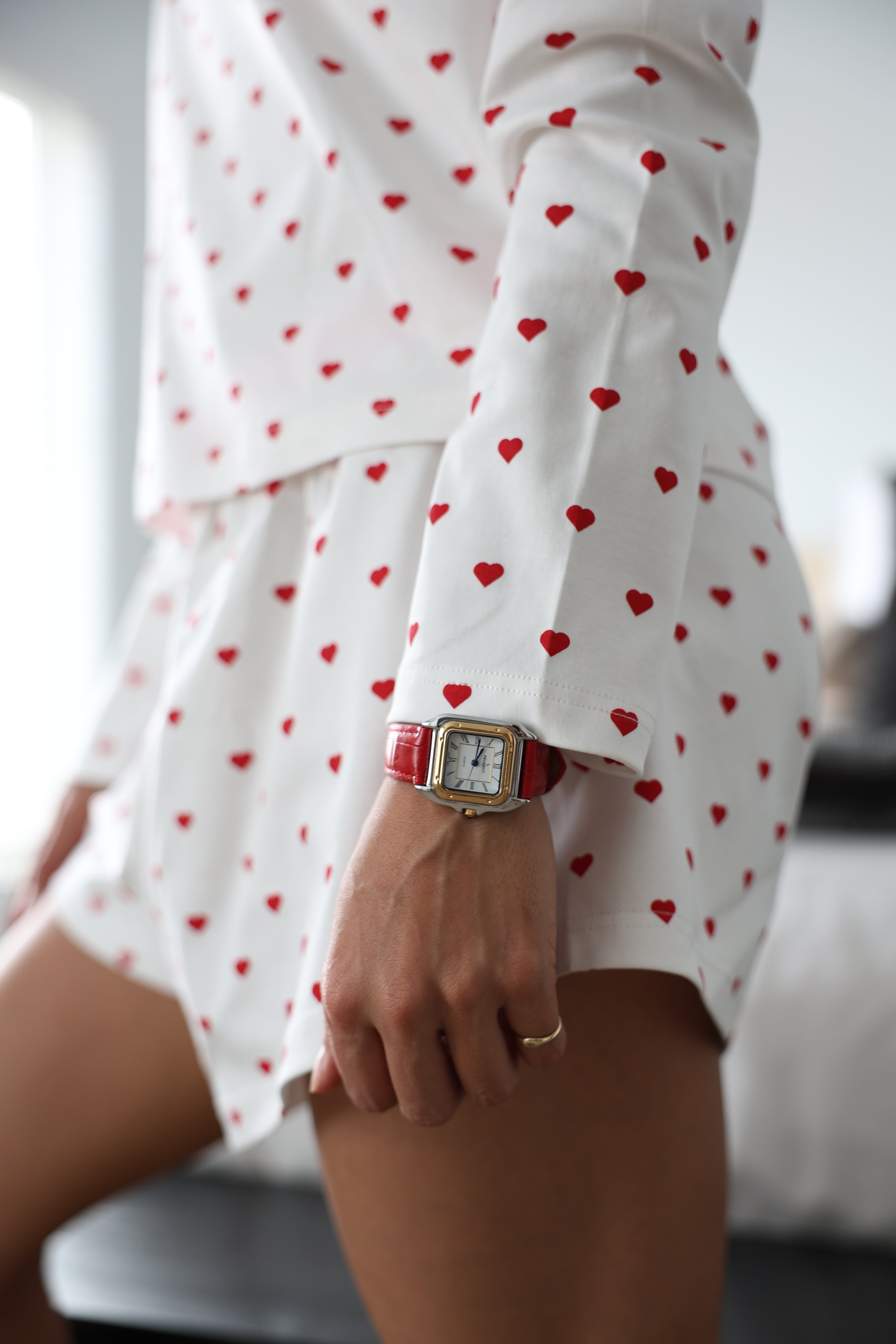 Women's Watch 36mm Square Tank Shape Red  Leather Strap Watch