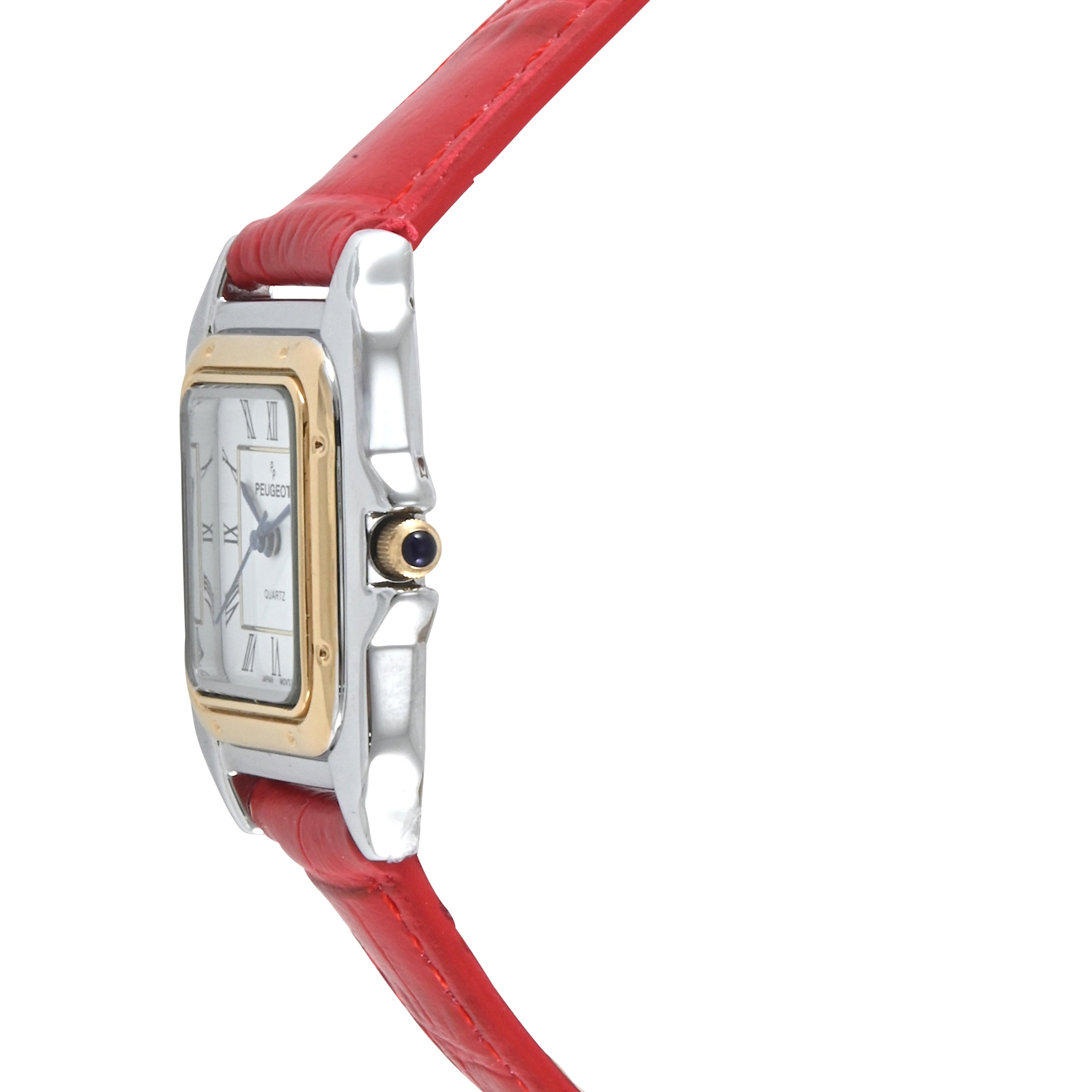 Women's Watch 36mm Square Tank Shape Red  Leather Strap Watch