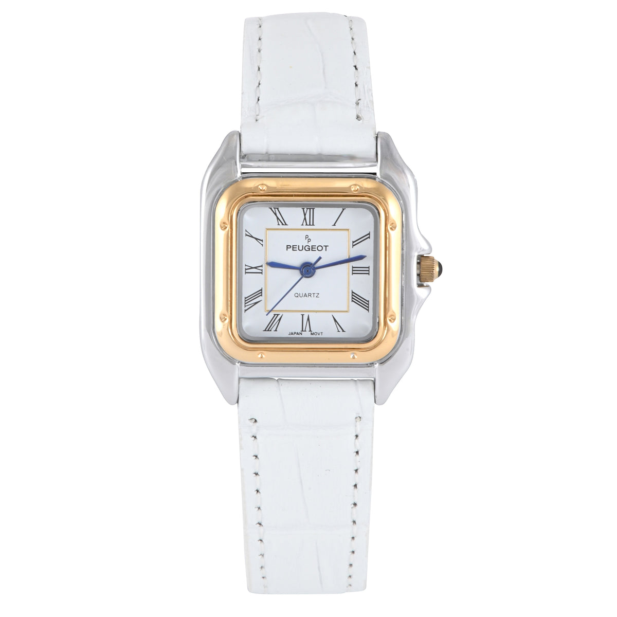 Peugeot Gold and White Crystal-Trim Square Watch Amazon.com: Peugeot Women Rectangle Dress Watch with Crystal  main image 2