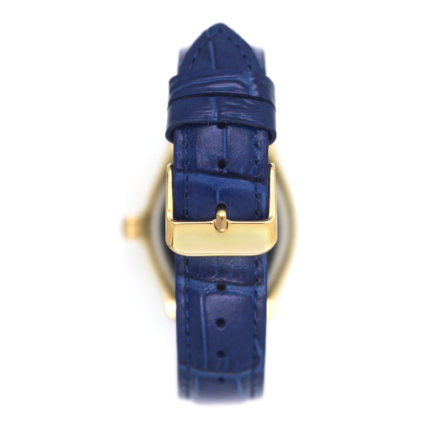 Women's 36mm Blue Watch Barrel Shaped Tank Case Leather Strap