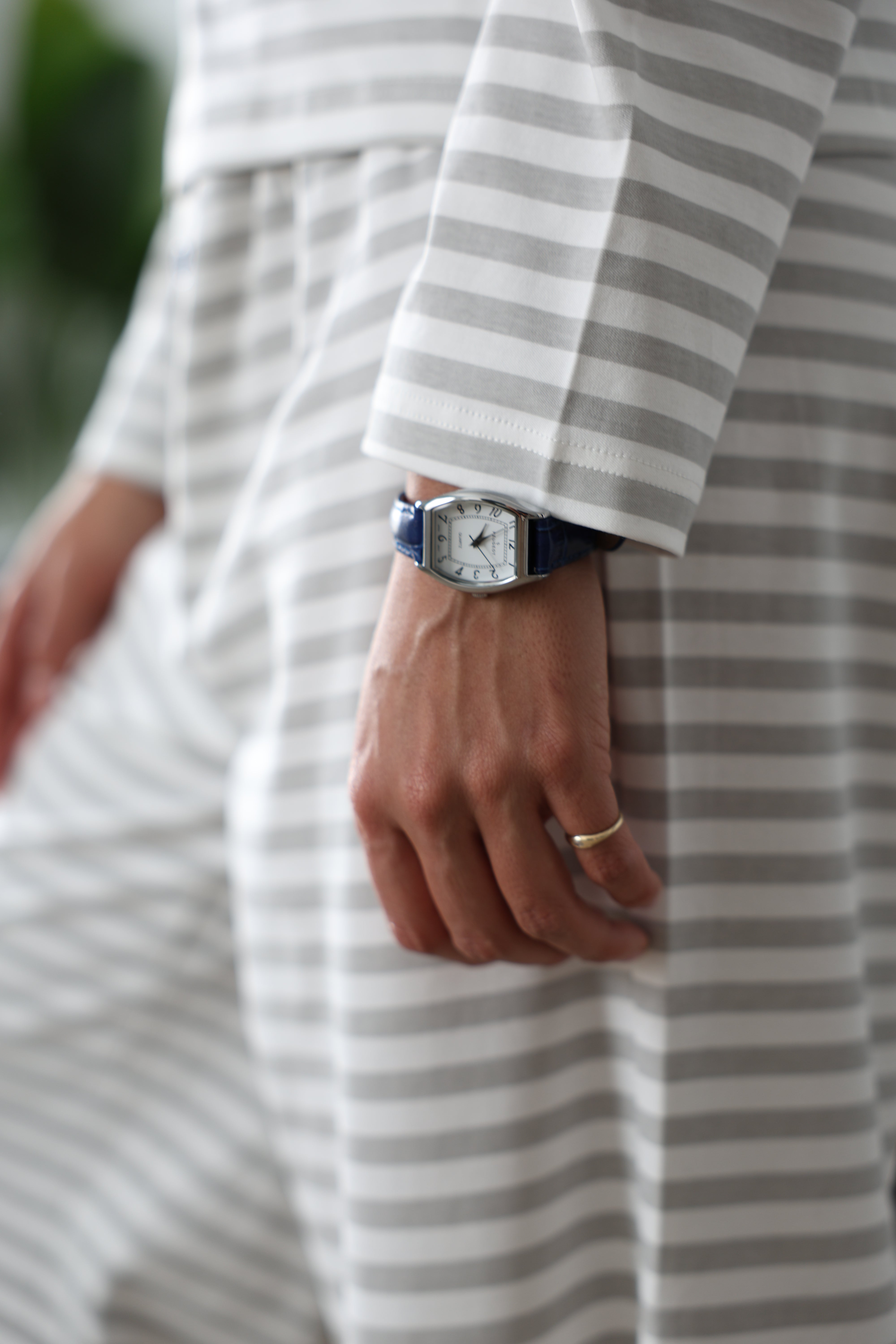Women's 26 x 32mm Cushion Shape Watch with Blue Leather Band