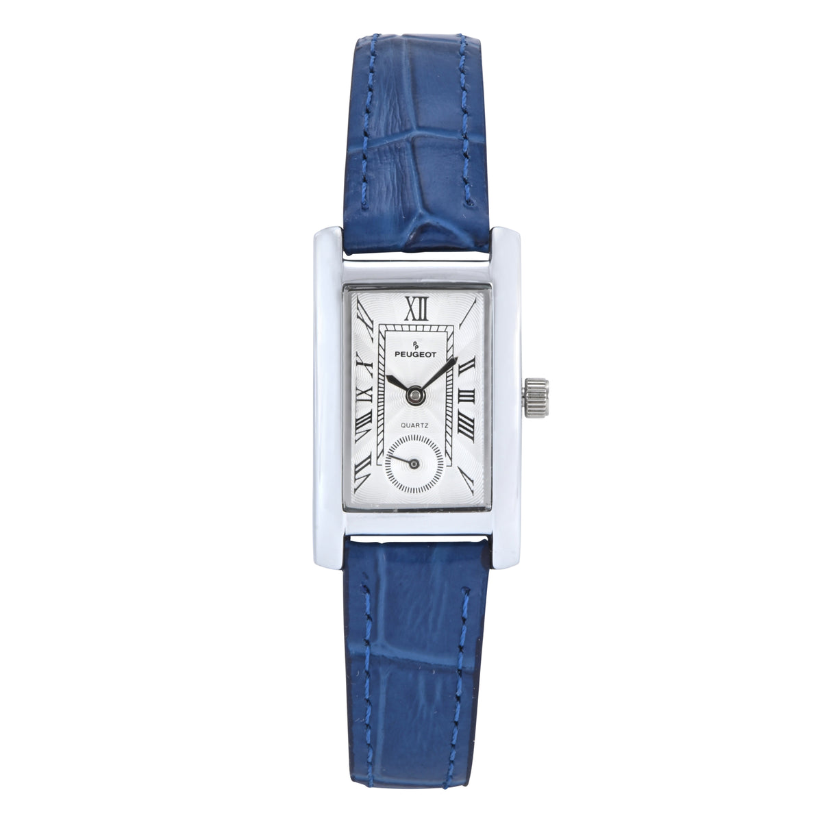 Ladies Beautiful Light Blue Gossip Genuine Leather Strap Rectangle Face Watch #1 Peugeot Women Watch Silver Rectangular Silver DIal Blue  main image 3