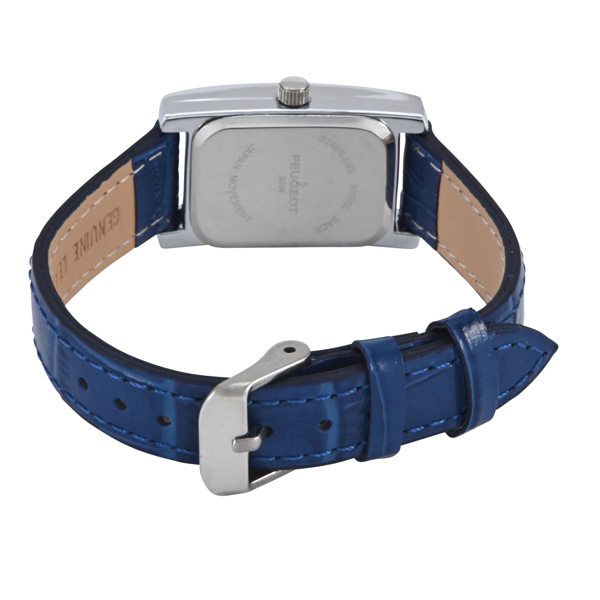 Women's Contour Tank Shape Case Blue Watch with Roman Numerals