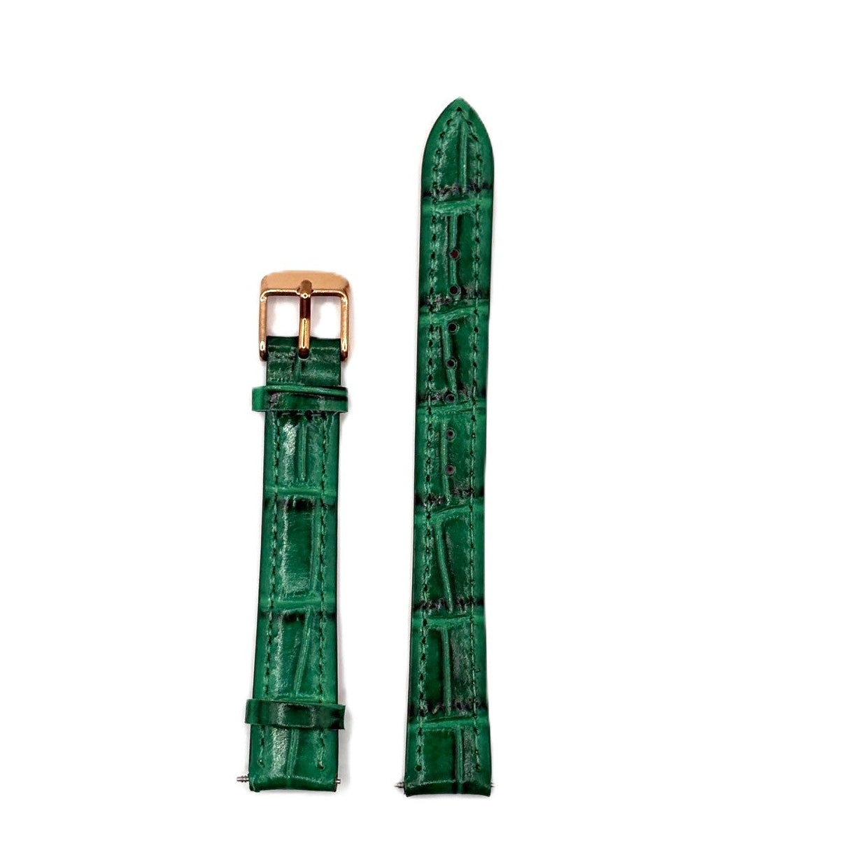 Women's Green Croc Embossed Leather Strap- Rose-Gold Buckle | 14MM