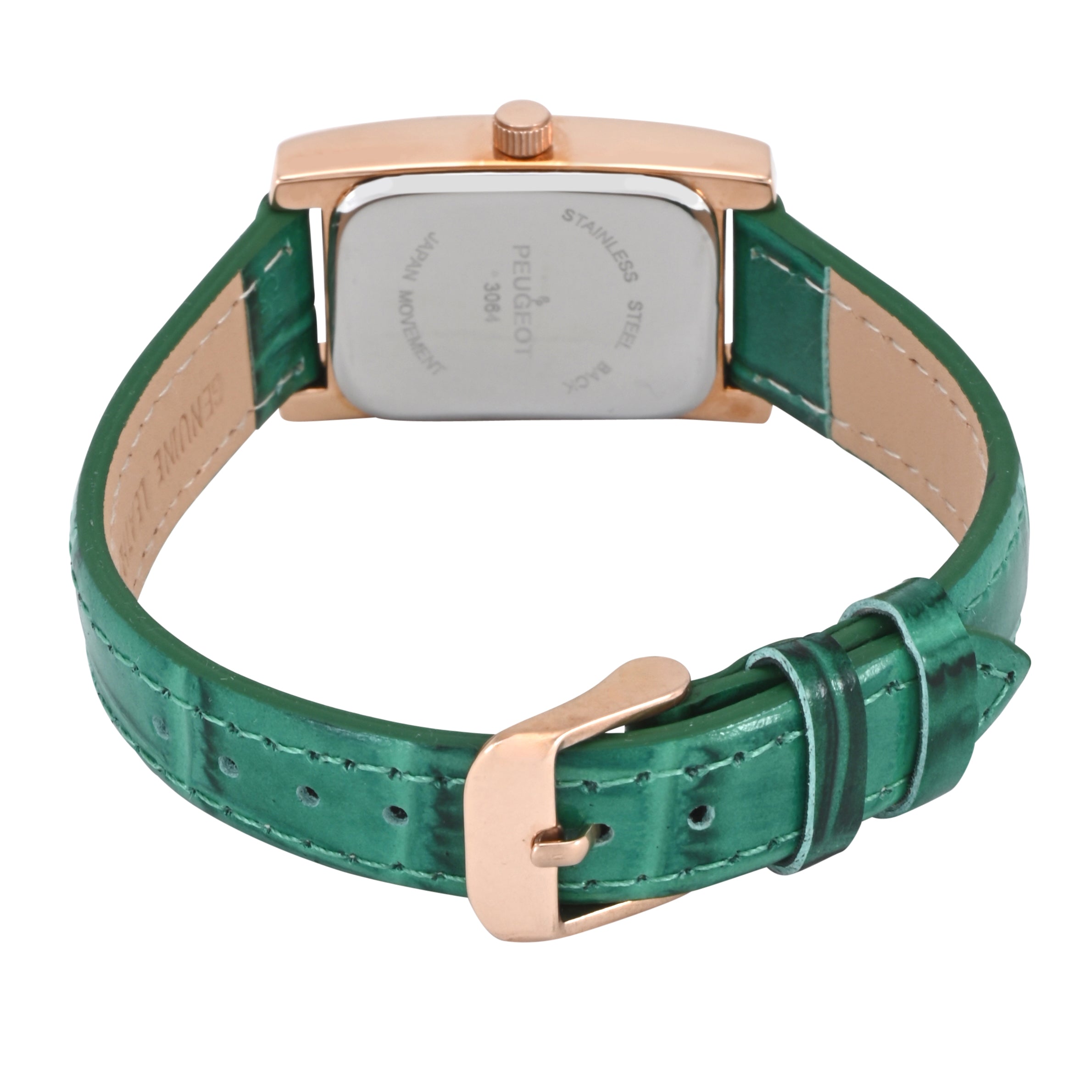 Women's Contour Tank Shape Case Green Watch with Roman Numerals