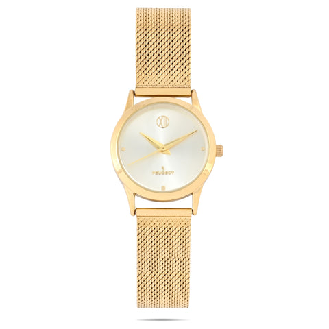 Womens 30mm Wafer Slim Gold Plated Watch with Mesh Band display picture 1