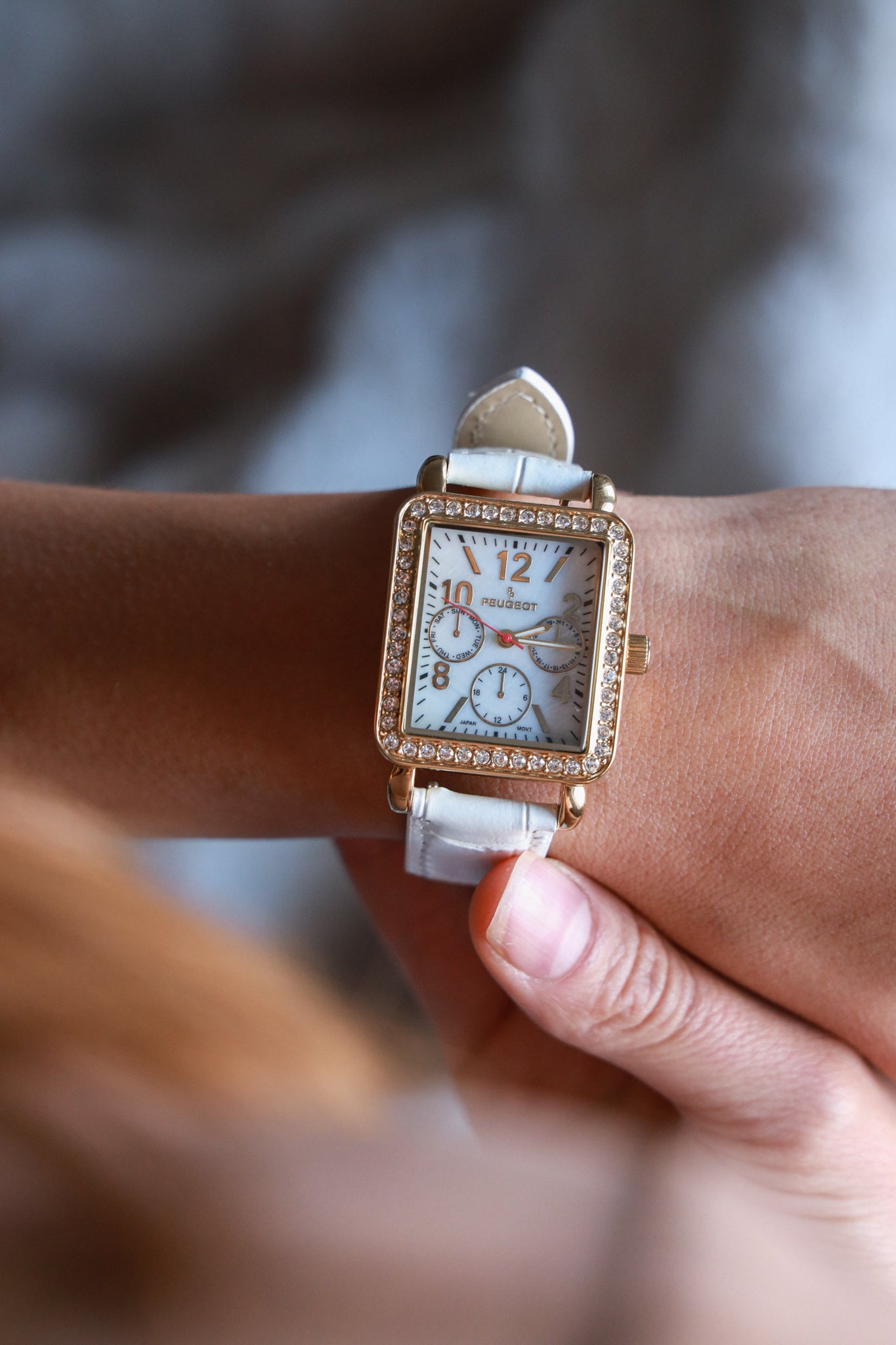 Women's 35x30mm 14K Gold Plated Square Dress Watch - European Crystals