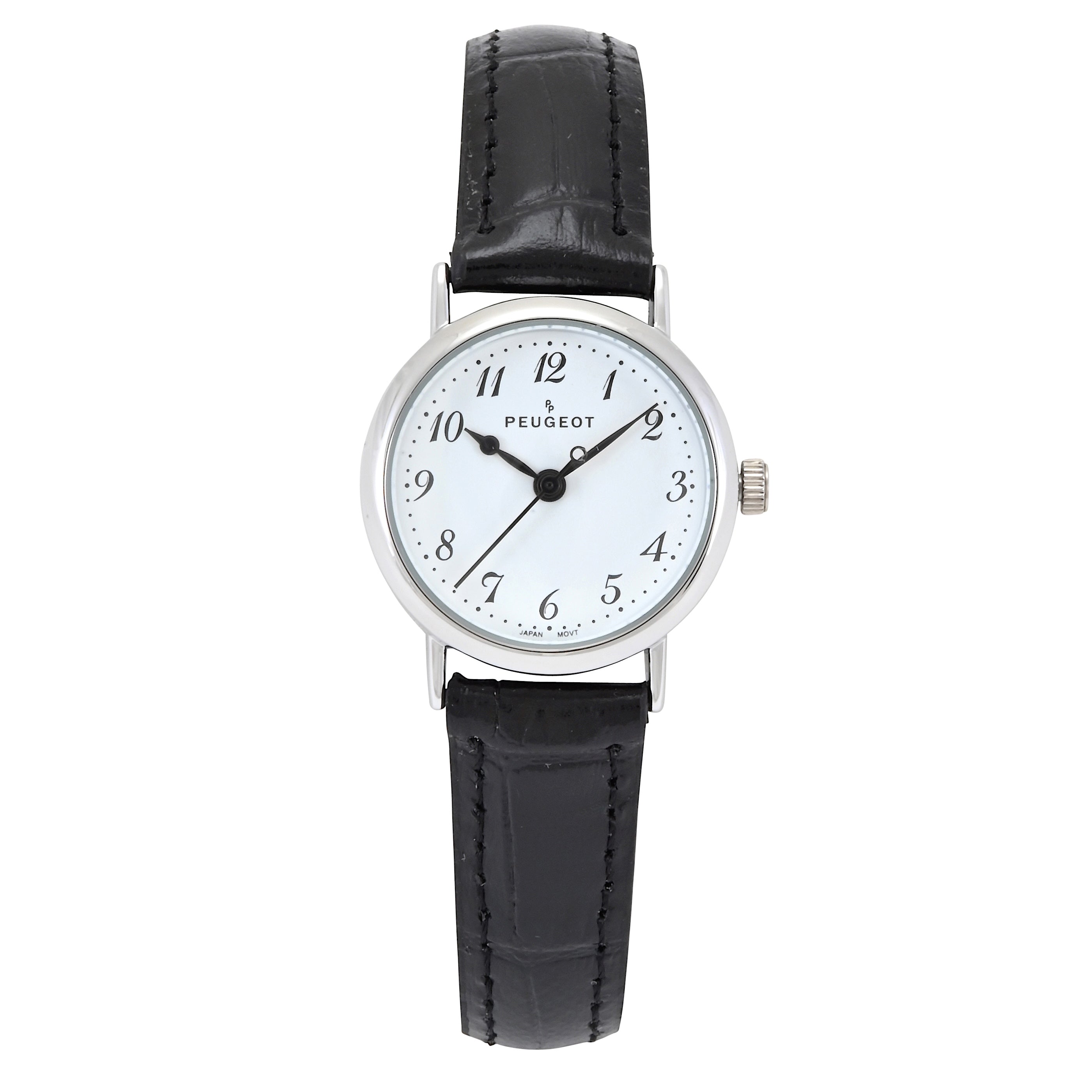Womens Small Face Easy Read Minimalist Black Leather Strap Watch