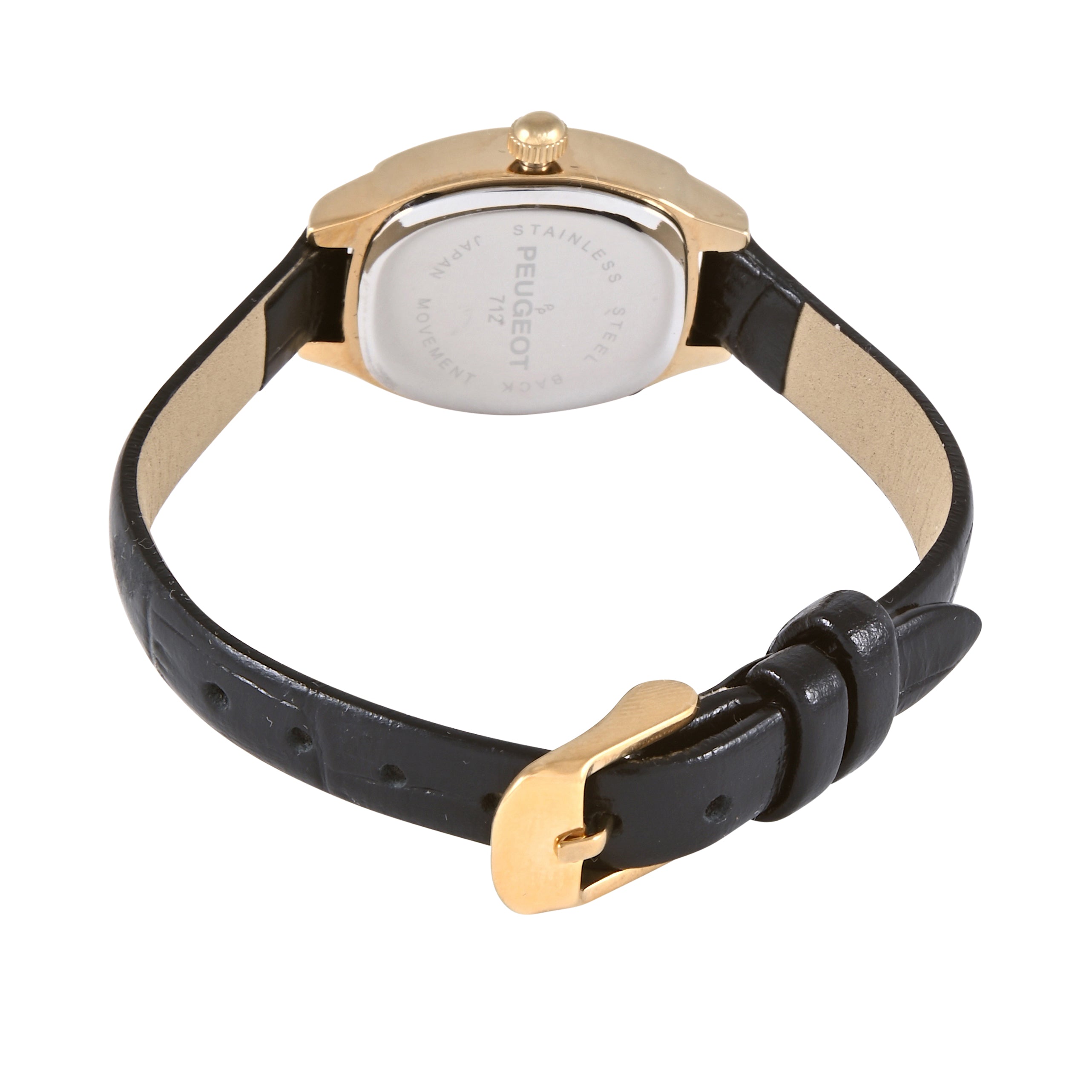 Women's Black Dial Moon phase Watch 30x20mm Slim Leather Strap