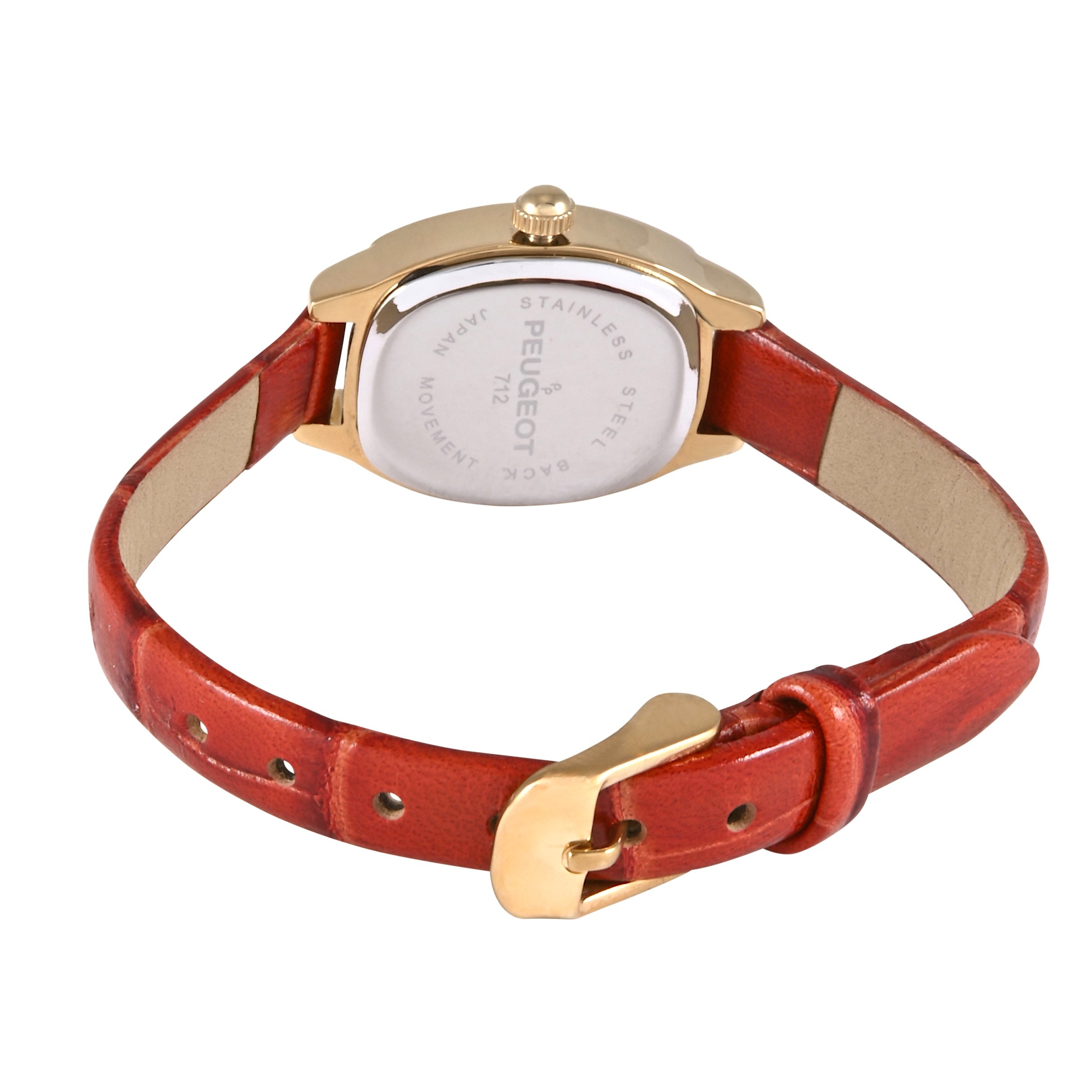 Women's White Dial Moon phase Watch 30x20mm Slim Leather Strap