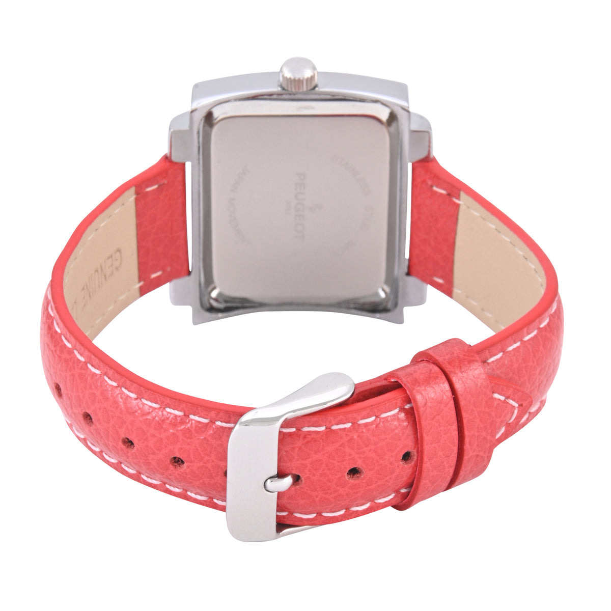 Women's Rectangular 28x35mm Easy Read Watch with Red Leather Band