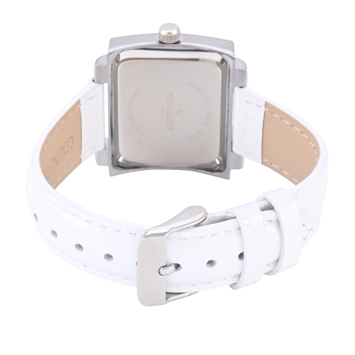 Women's Rectangular 28x35mm Easy Read Watch with White Leather Band