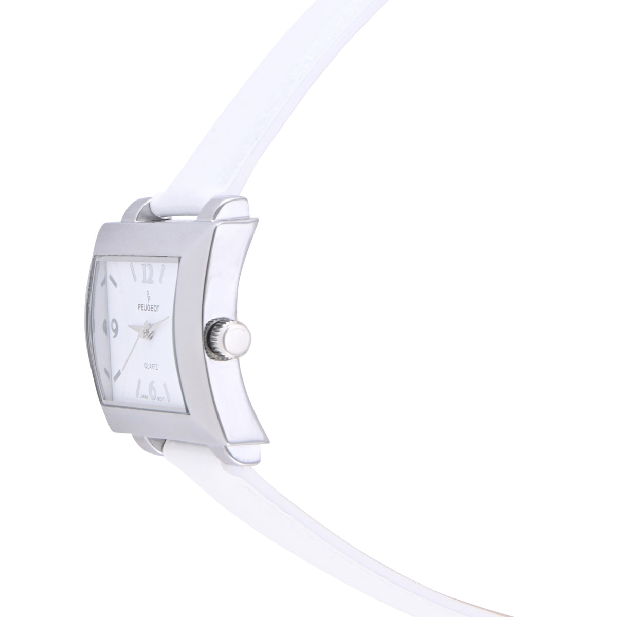Women's Rectangular 28x35mm Easy Read Watch with White Leather Band