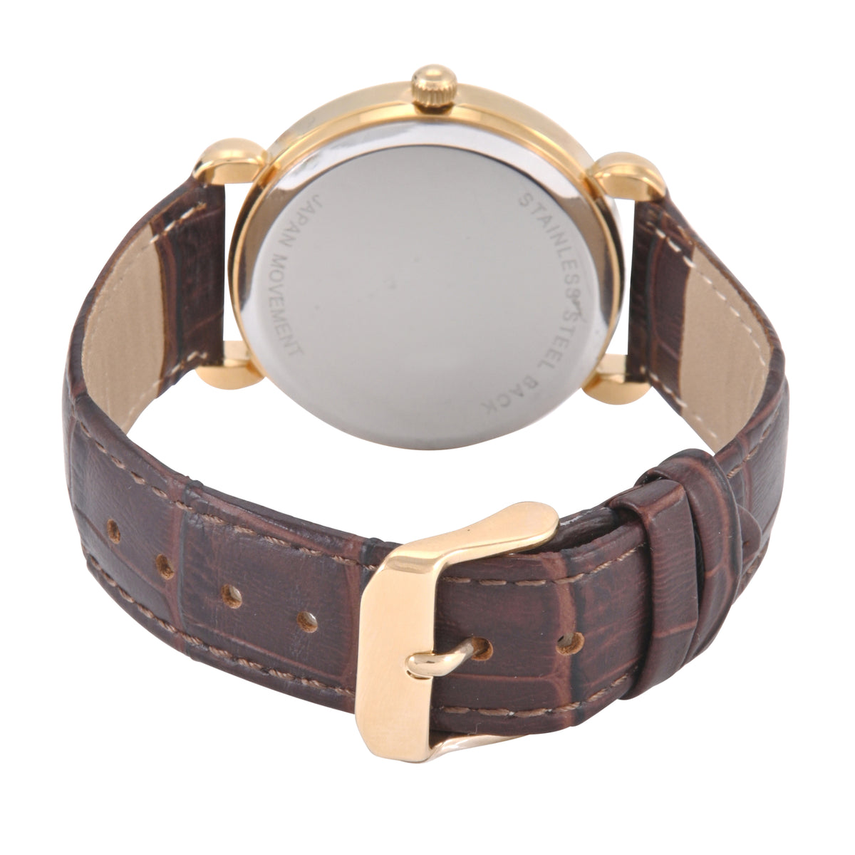 Peugeot Women's 14K Gold-Plated Round Vintage Remote Sweep Leather Watch