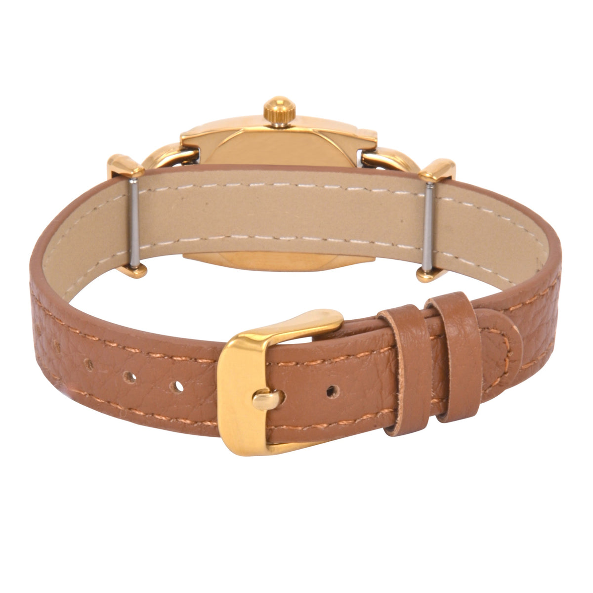 Women’s 14K Gold-Plated 20MM Horsebit Watch with Slide-Through Cognac Leather Band