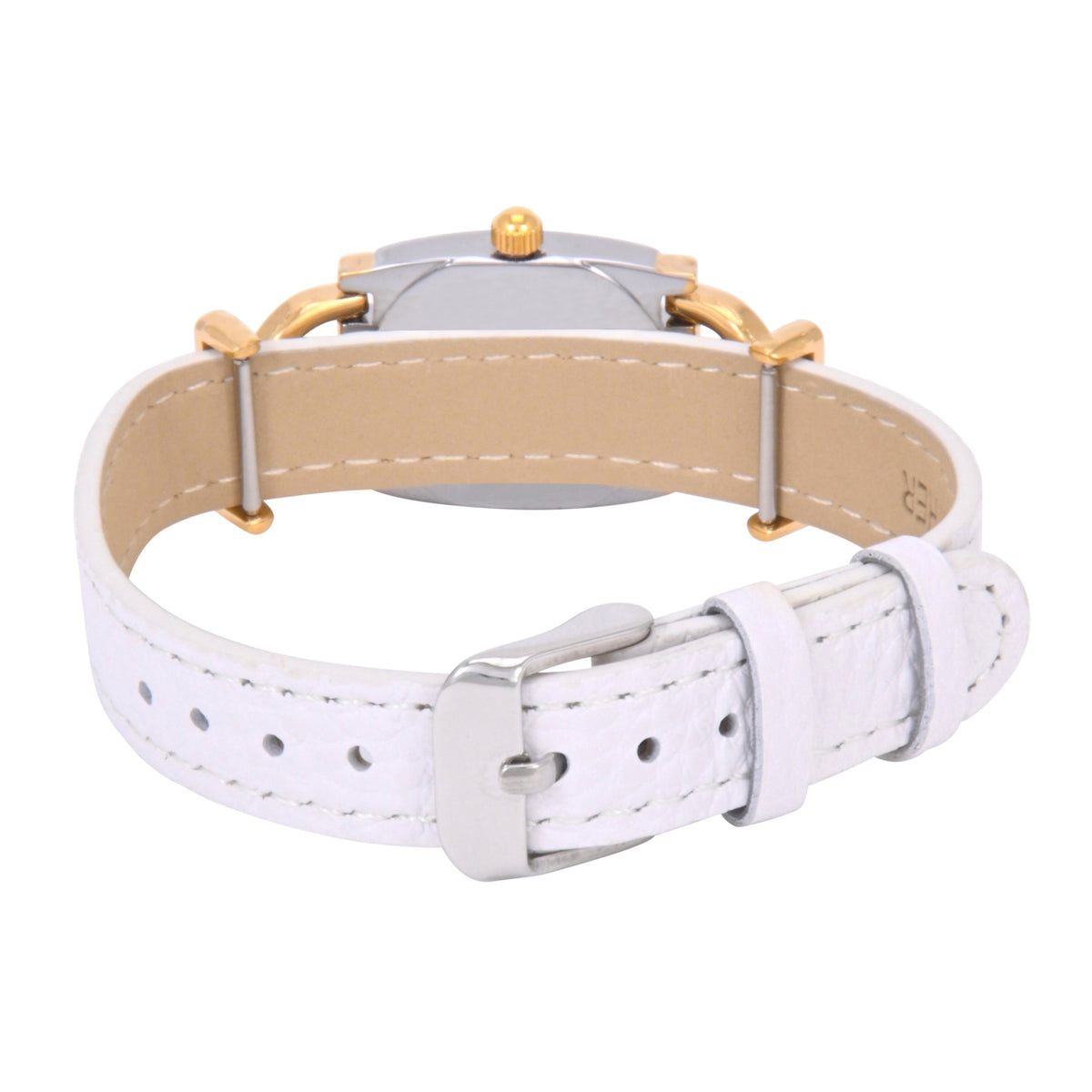Women’s Two-Tone 20MM Horsebit Watch with Slide-Through White Leather Band