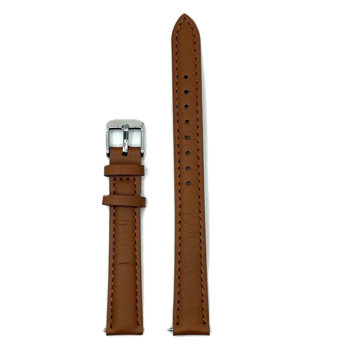 Women's Tan Brown Smooth Leather Strap- Silver Buckle | 14MM