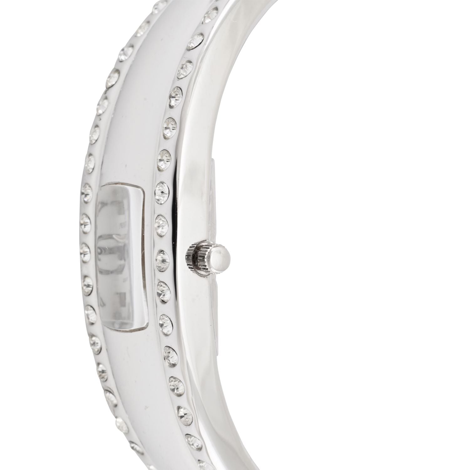 Women's Silver-Tone Crystal Accented Cuff Bangle Fashion Watch