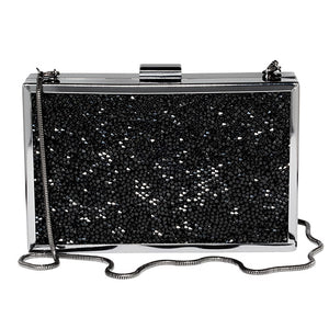 Women's Black Glitter Disco Clutch Bag