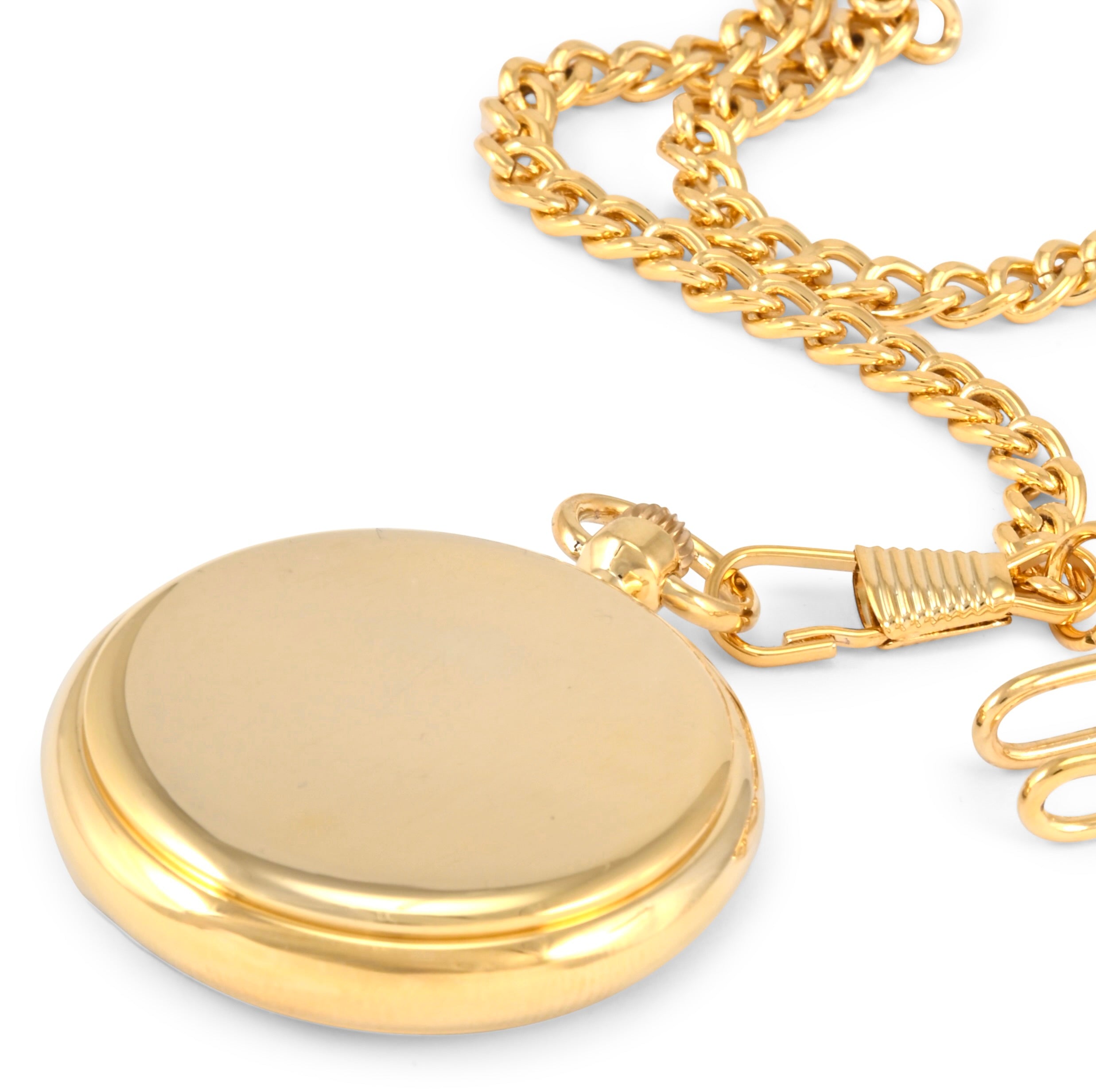 Peugeot Men's 14K Gold Plated Deco Skeleton Dial Vintage Pocket Watch with Clip-On Chain