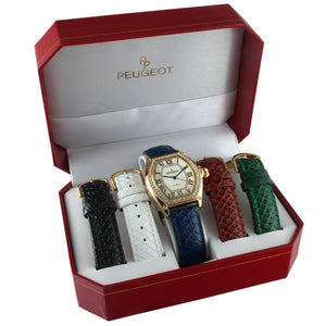 Women's Five Interchangeable Leather Bands Watch Gift Set