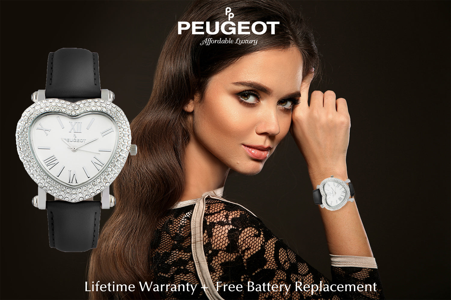 Women's Heart Shaped Interchangeable Crystal Set Watch