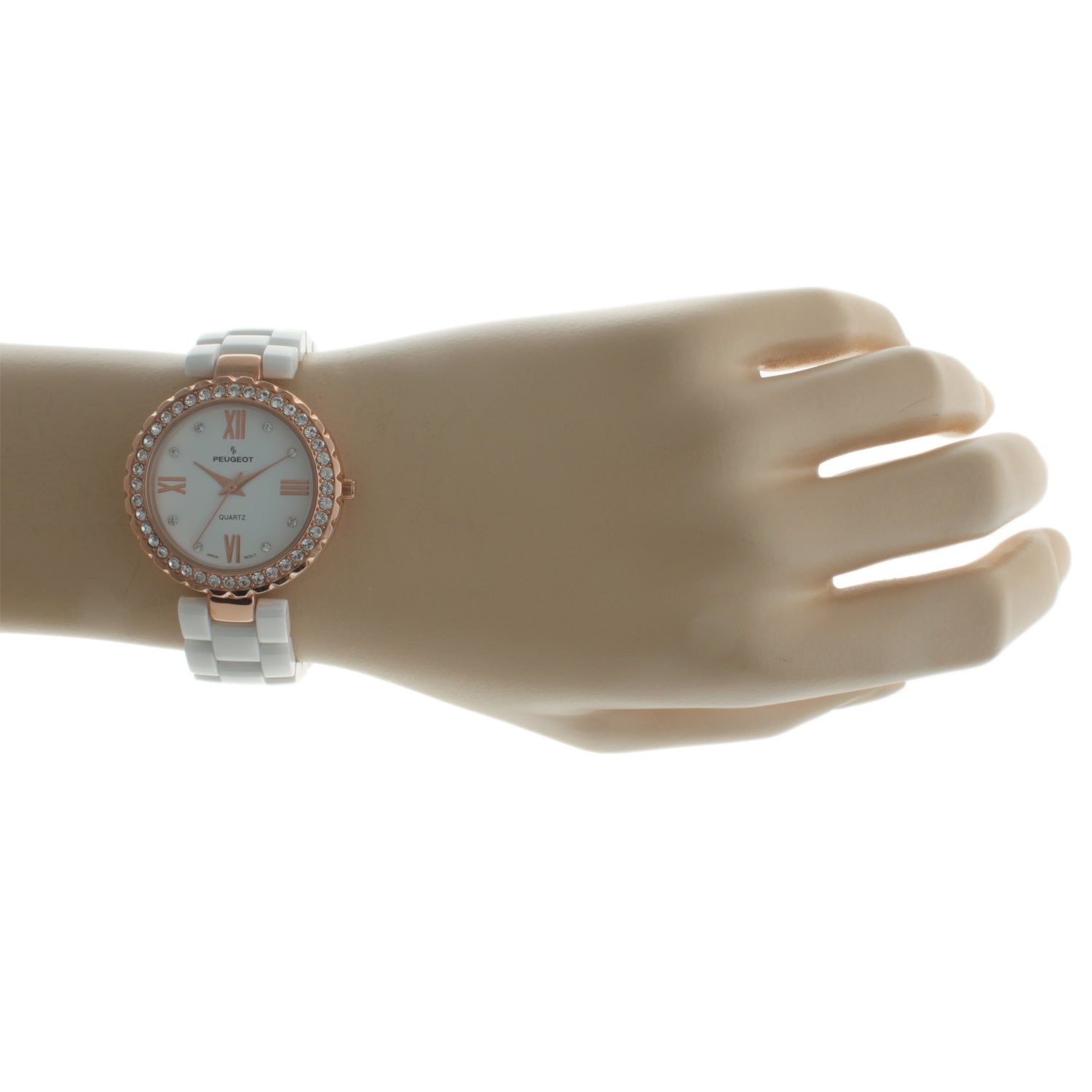 Women's White Ceramic Watch 34mm Crystal Bezel