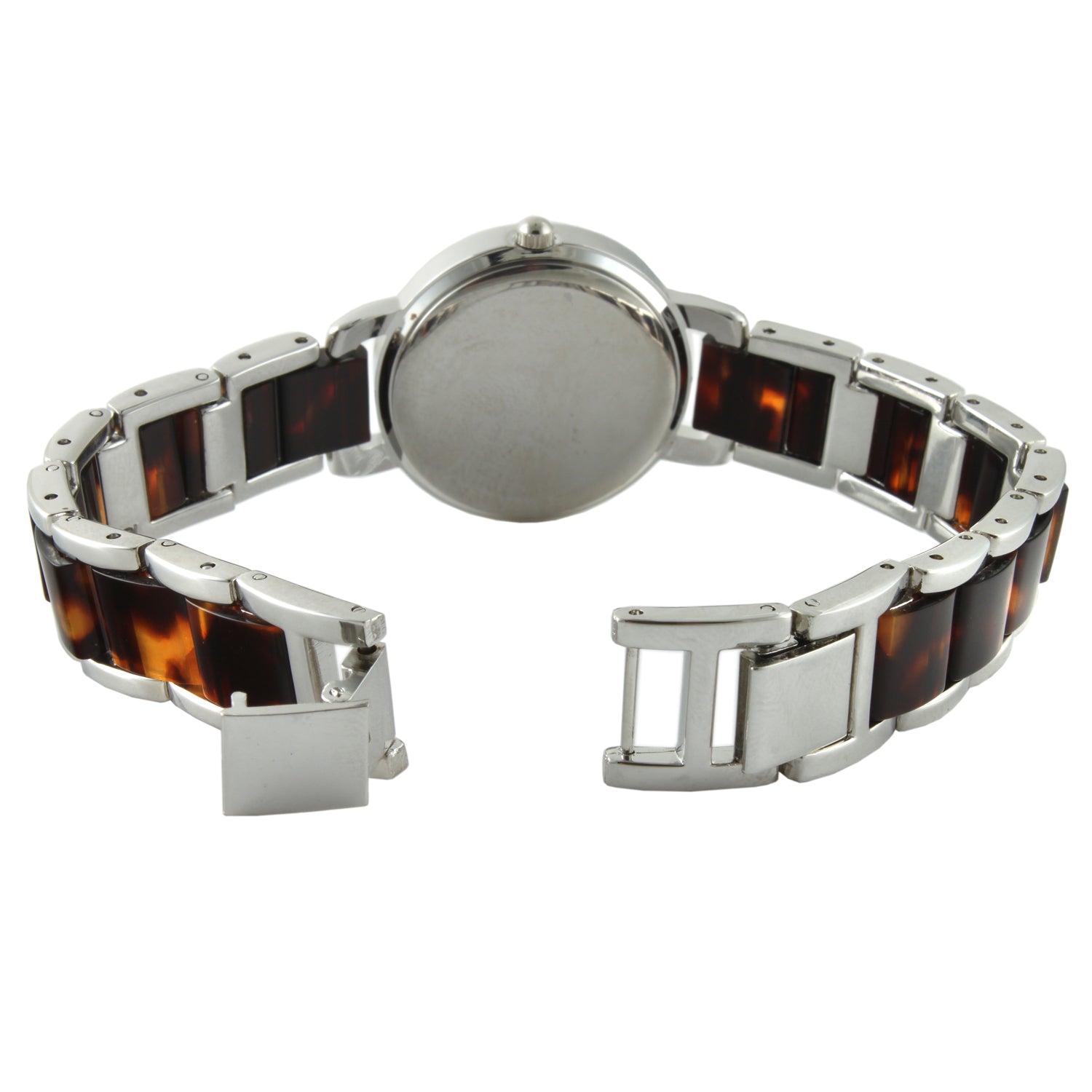 Women's Round Crystal Metal Dress Watch with Acrylic Link Bracelet