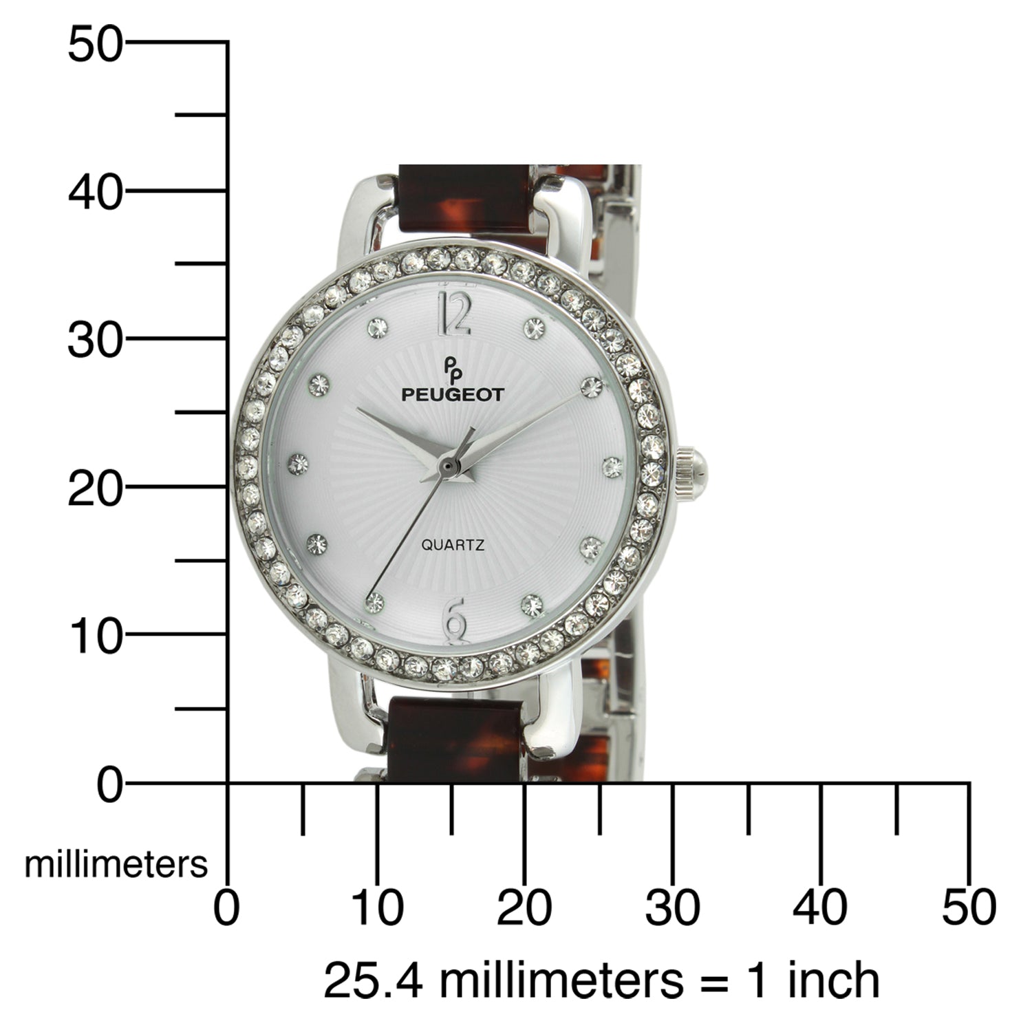 Women's Round Crystal Metal Dress Watch with Acrylic Link Bracelet