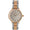Women 30mm round face watch with gold trim and a two-tone bracelet