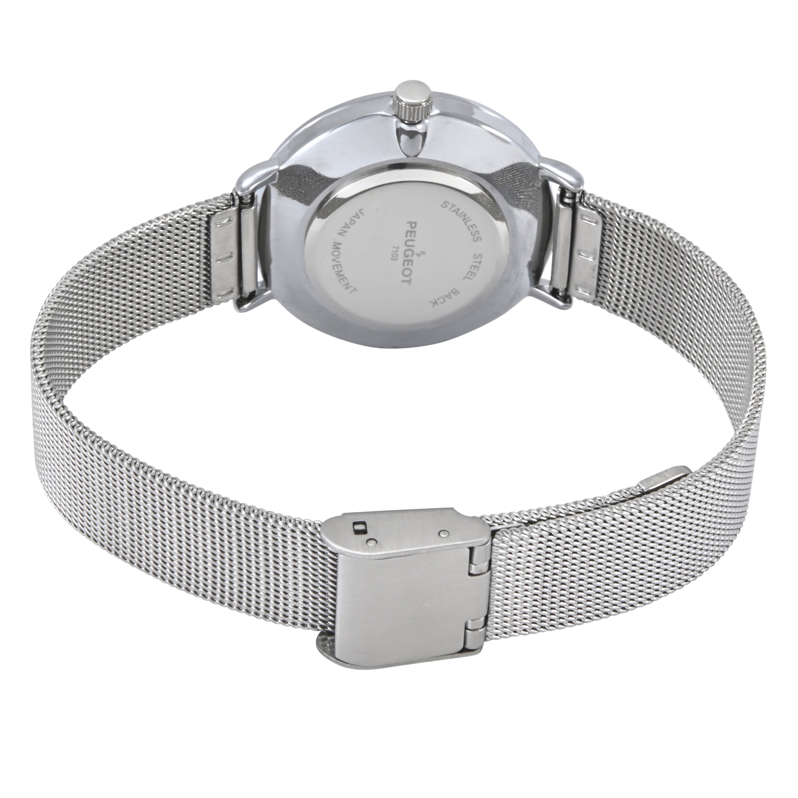 Women's 30mm Black Sleek Stainless Steel Mesh Band Watch