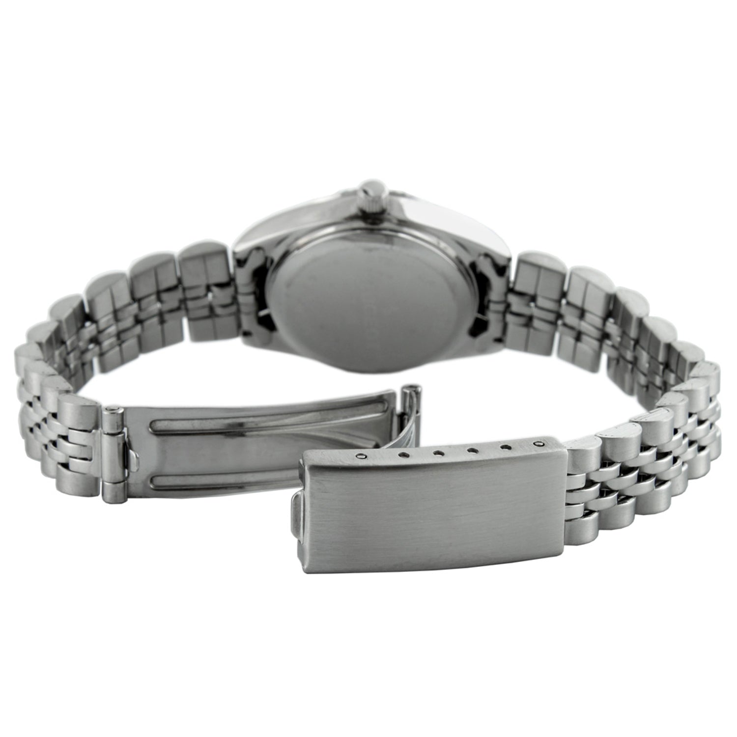Women's Silver-Tone 26mm Fluted Bezel Steel Bracelet Watch with Blue Dial