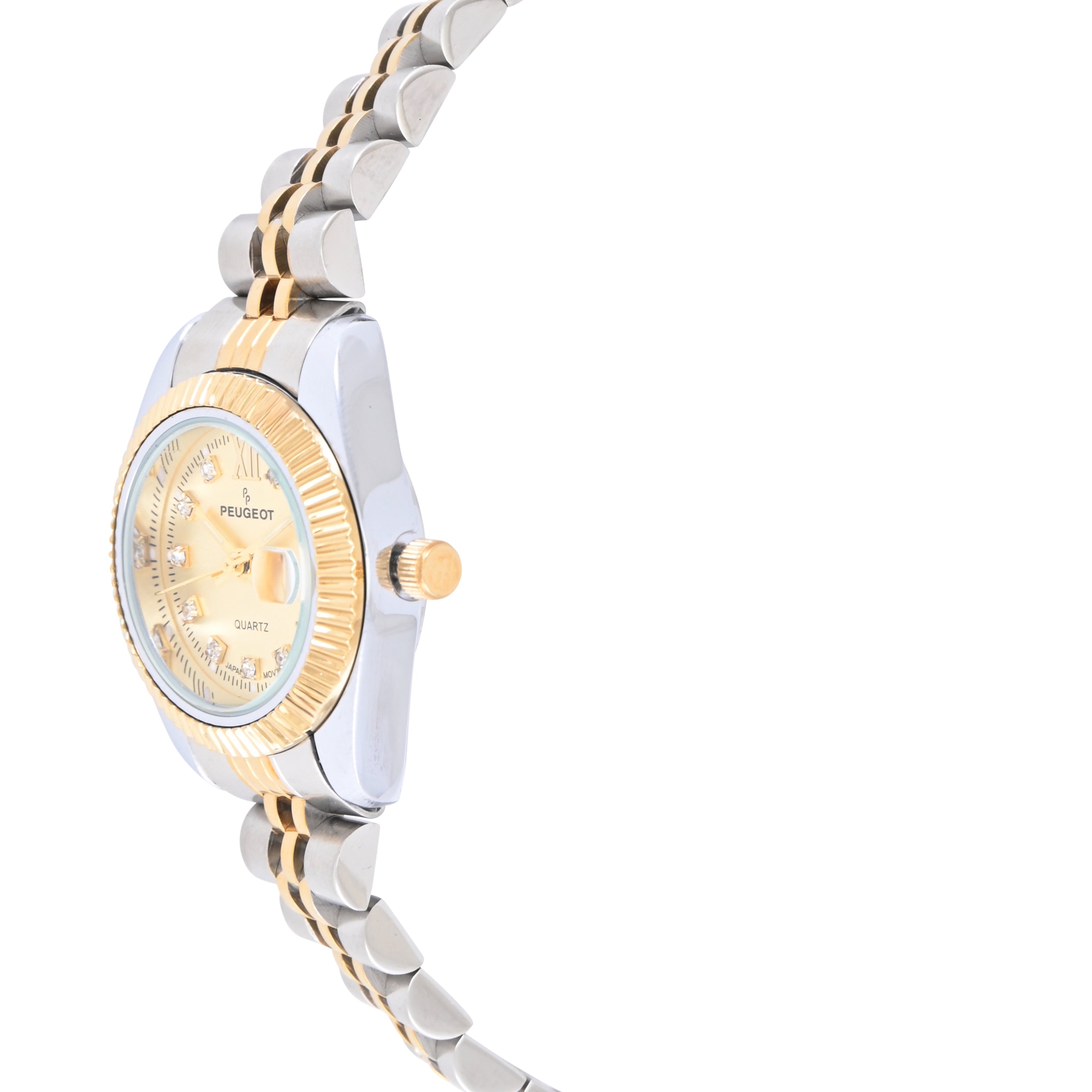 Women's Gold 26mm Fluted Bezel Steel Bracelet Watch