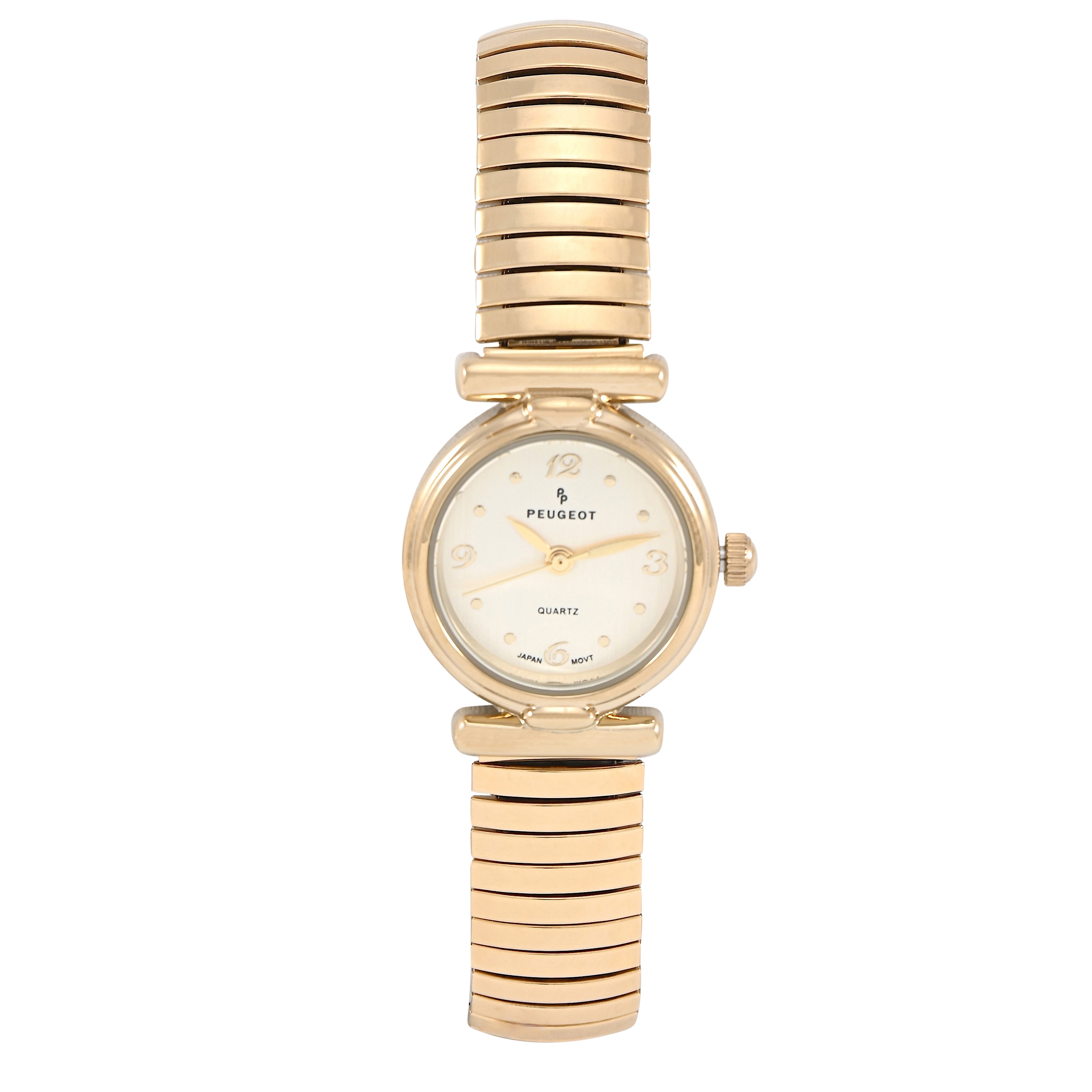 Women's 14K Gold-Plated Round 25mm Easy-Read Expansion Bracelet Watch