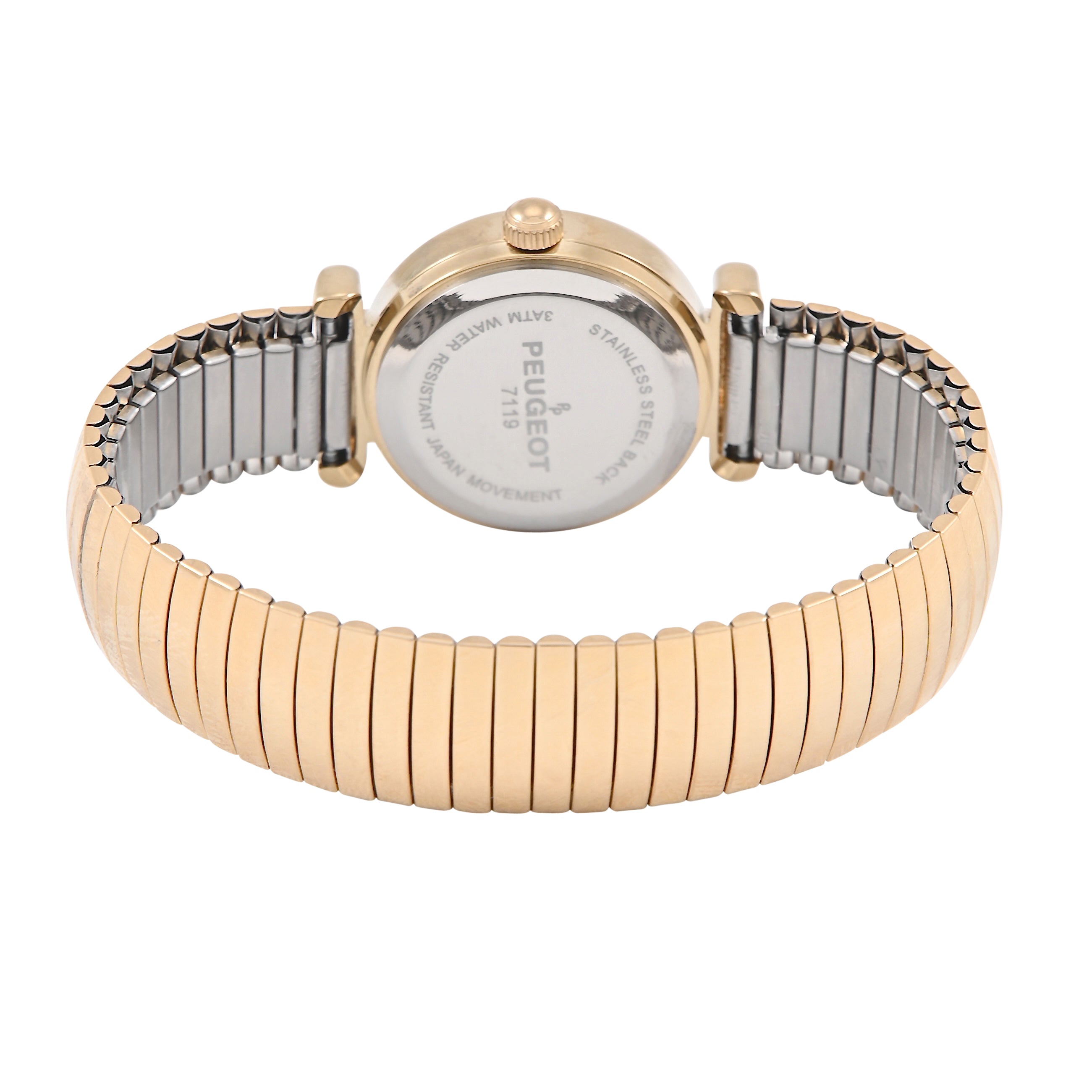 Women's 14K Gold-Plated Round 25mm Easy-Read Expansion Bracelet Watch