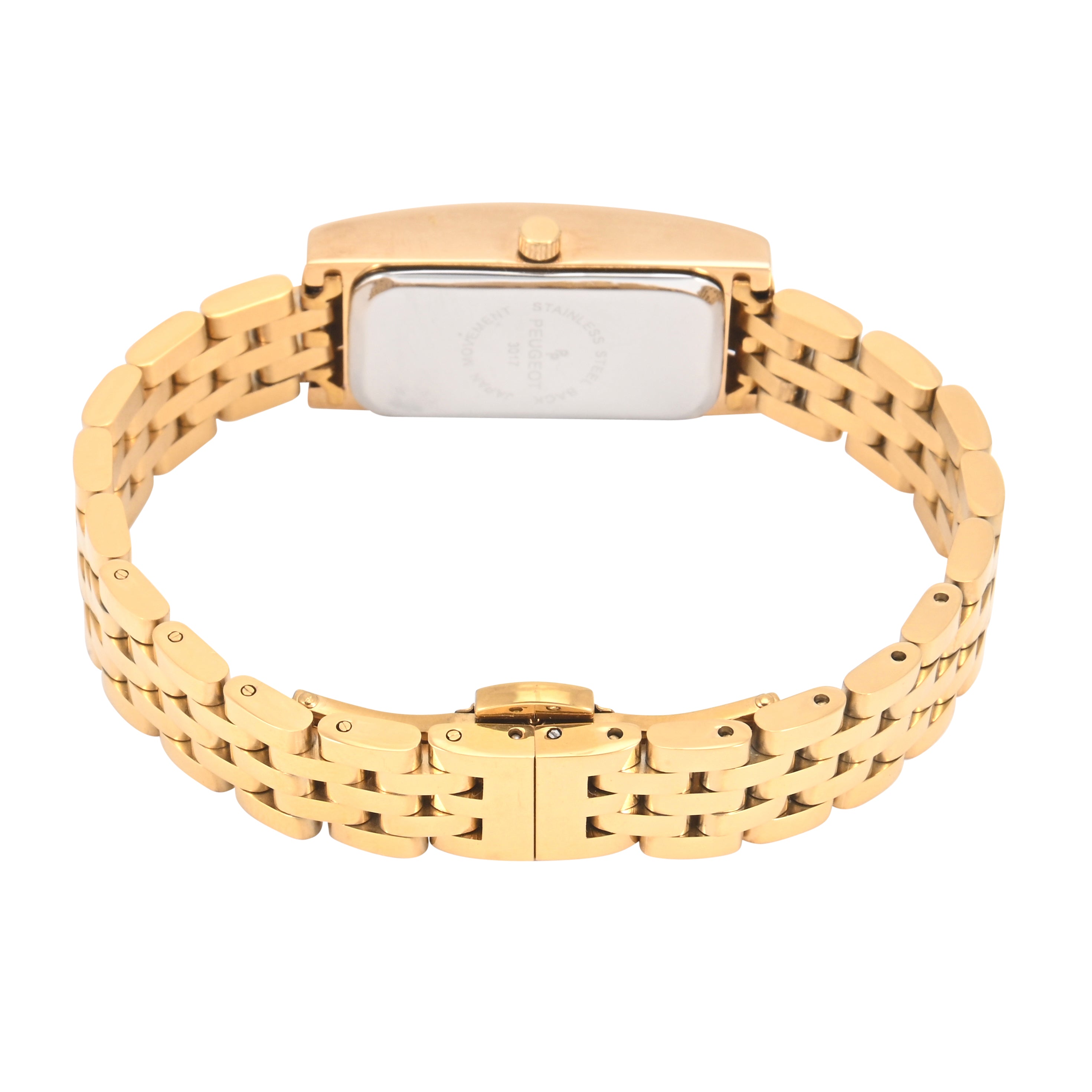 Women's 35x18mm 14K Gold-Plated Rectangular Roman Numeral Stainless Steel Watch